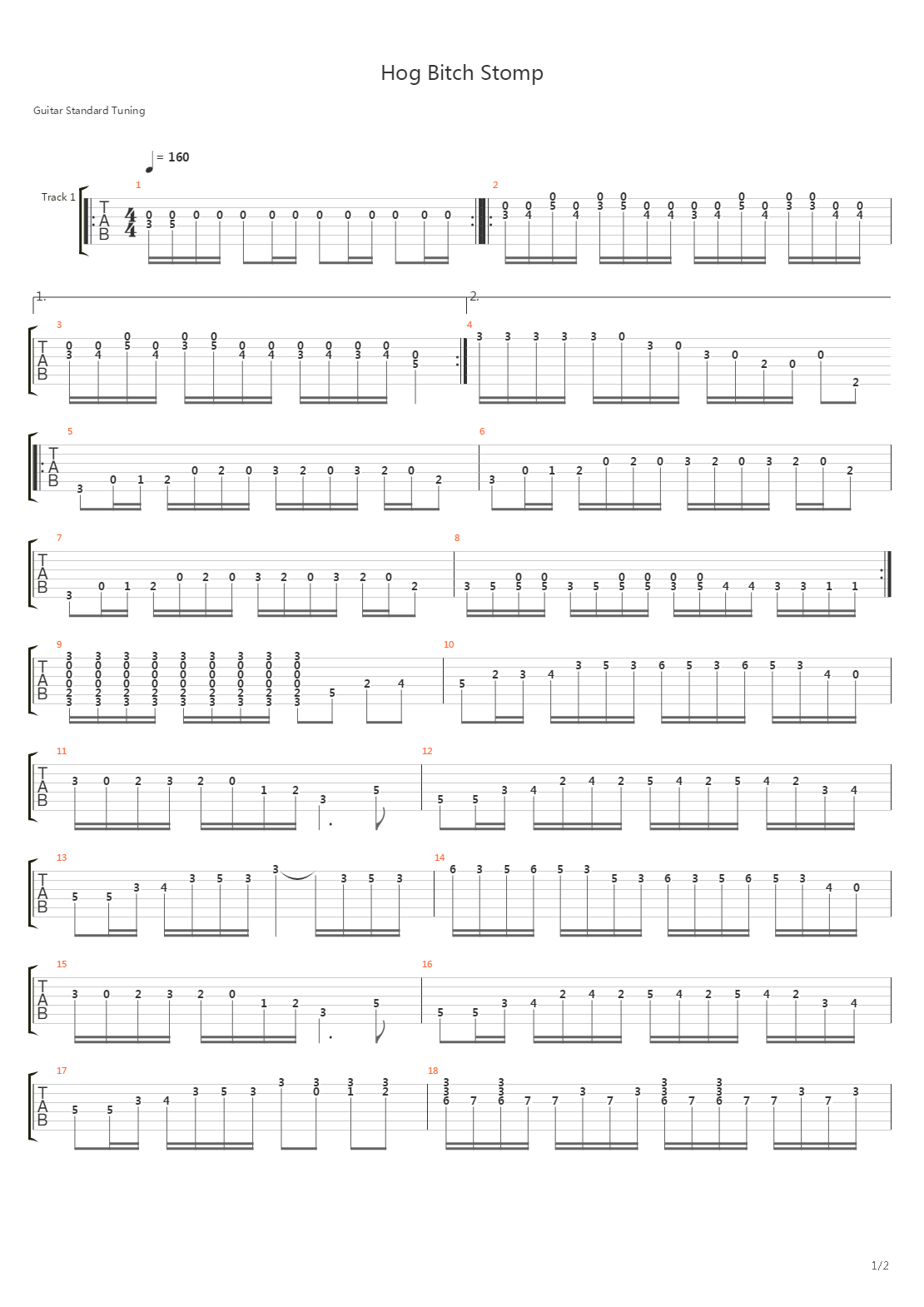 Hog Bitch Stomp吉他谱