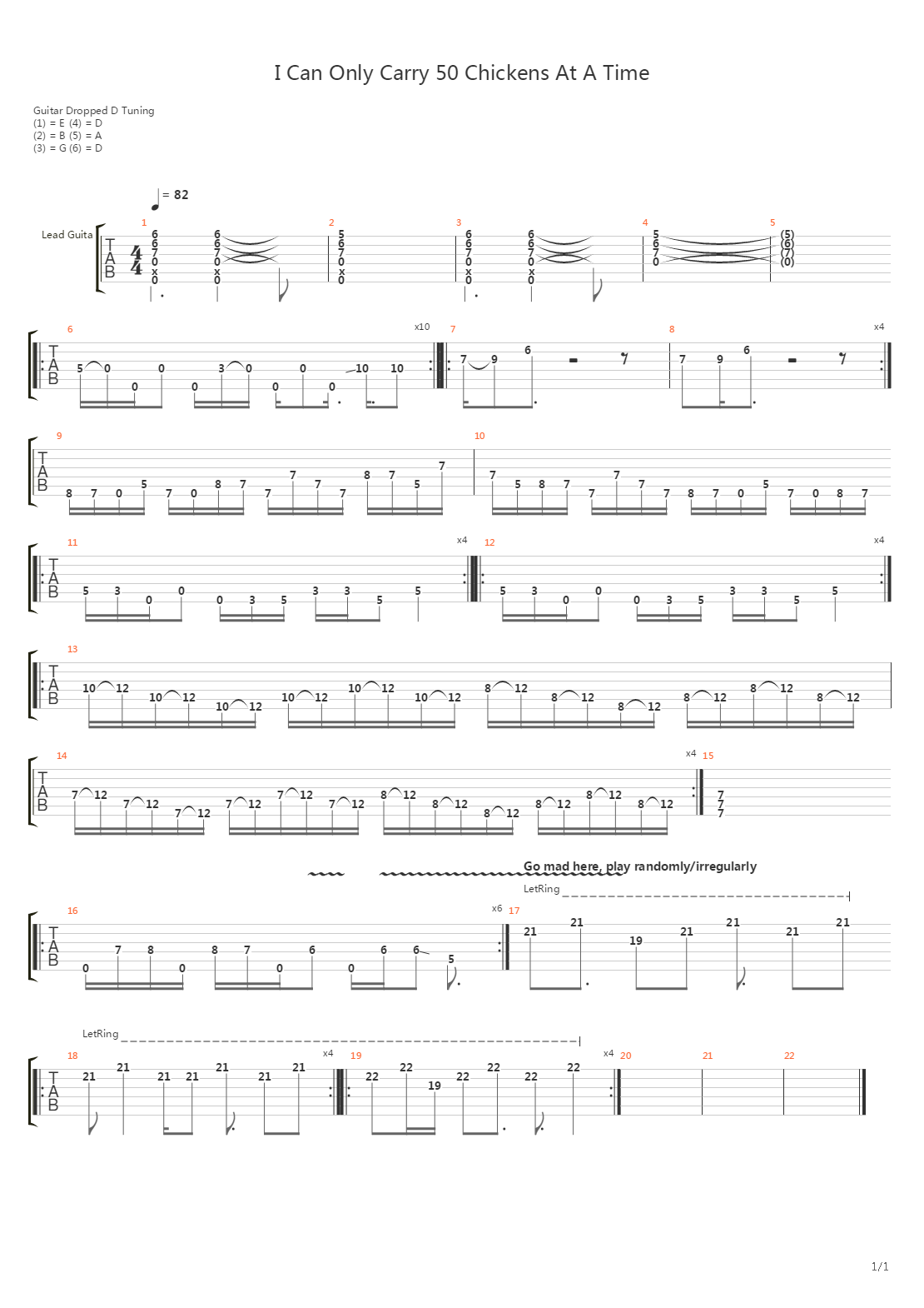 I Can Only Carry 50 Chickens At A Time吉他谱