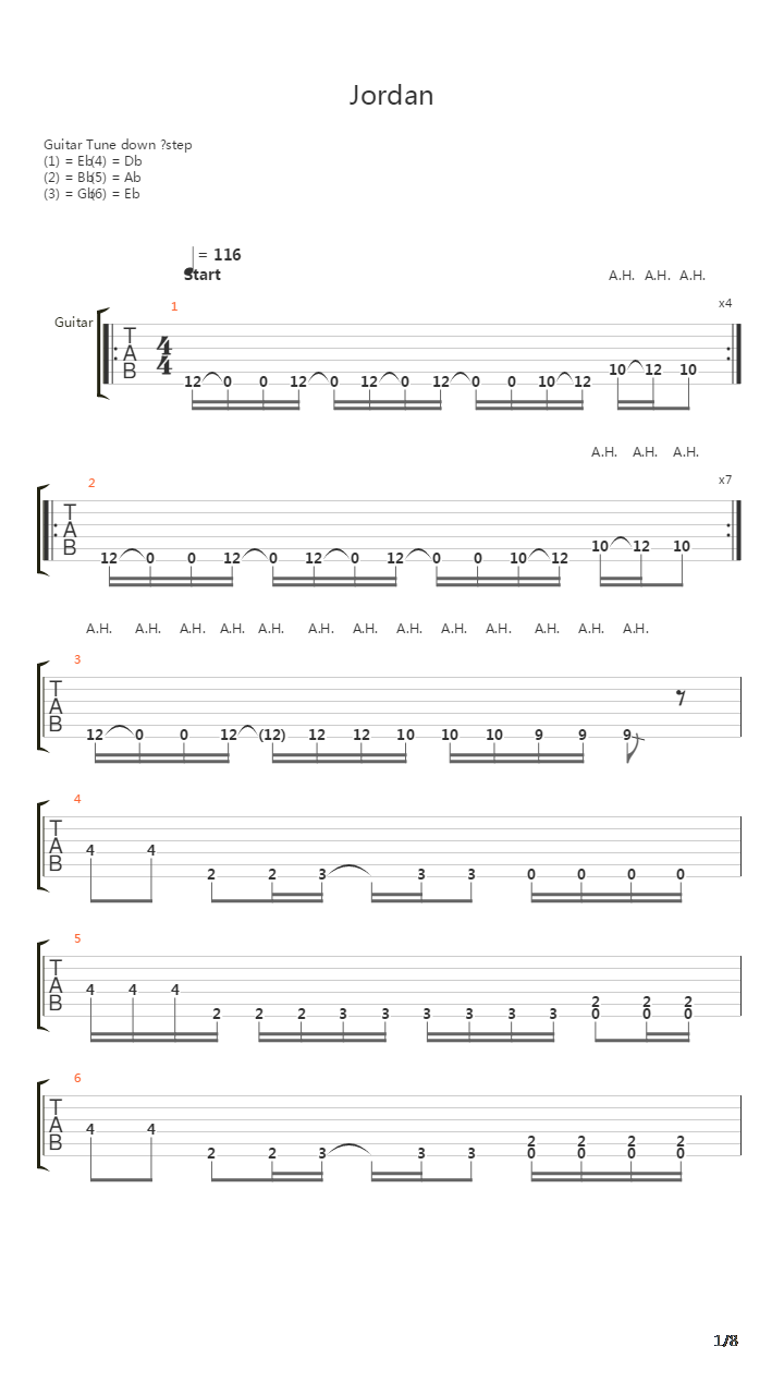 Jordan吉他谱