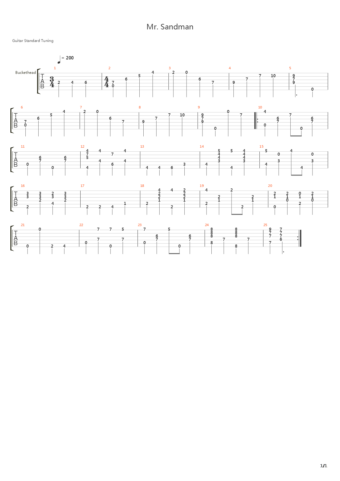 Mr Sandman吉他谱