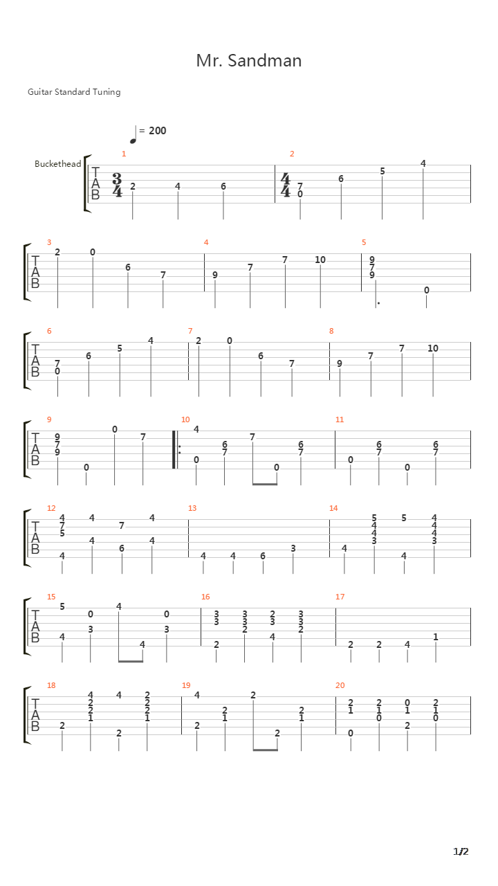Mr Sandman吉他谱