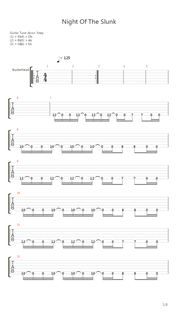 Night Of The Slunk吉他谱