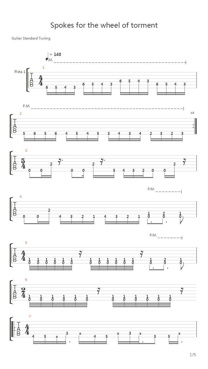 Spokes For The Wheel Of Torment吉他谱