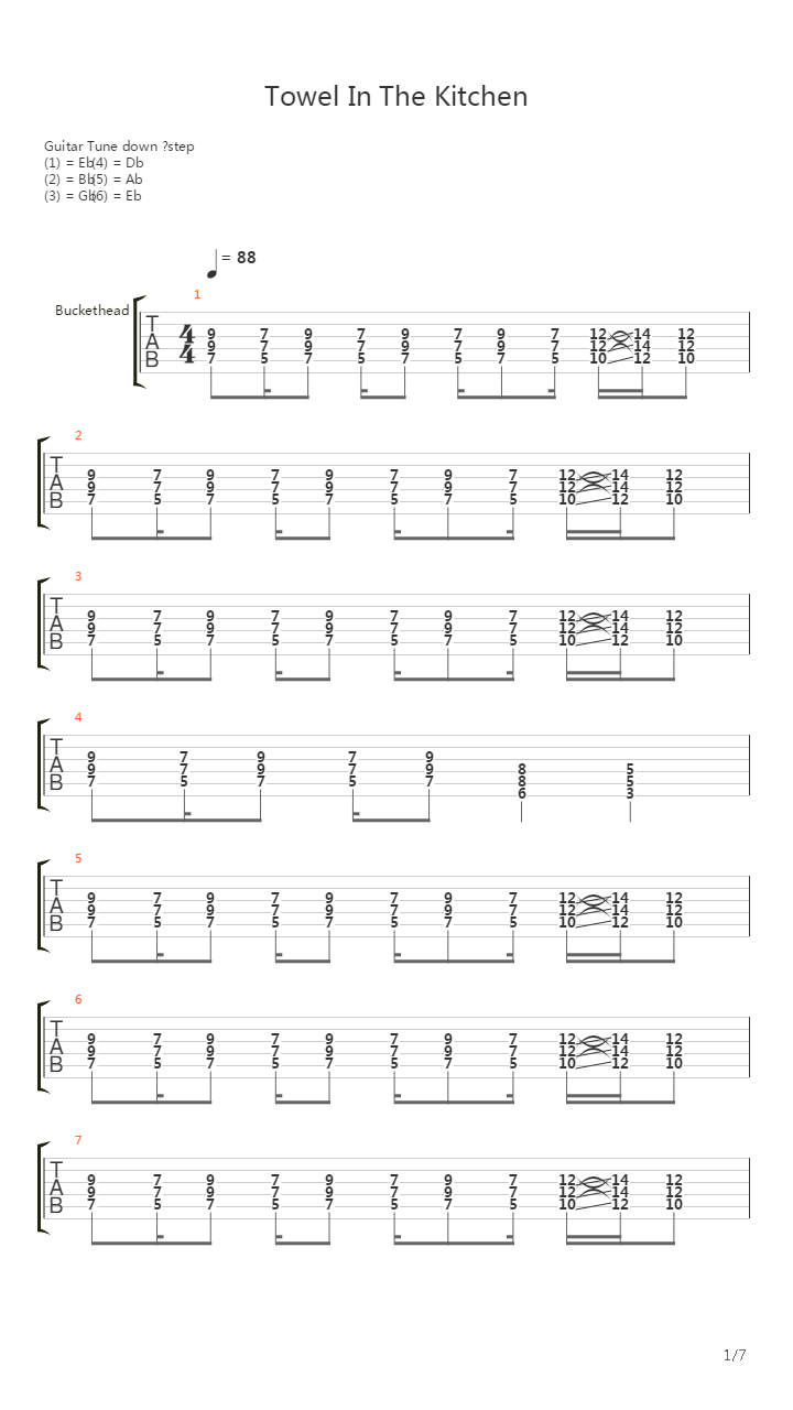 Towel In The Kitchen吉他谱