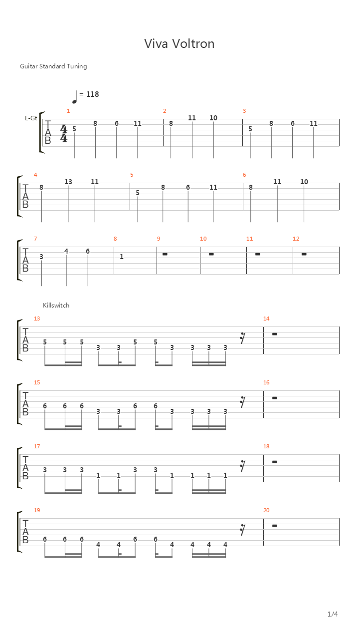 Viva Voltron吉他谱