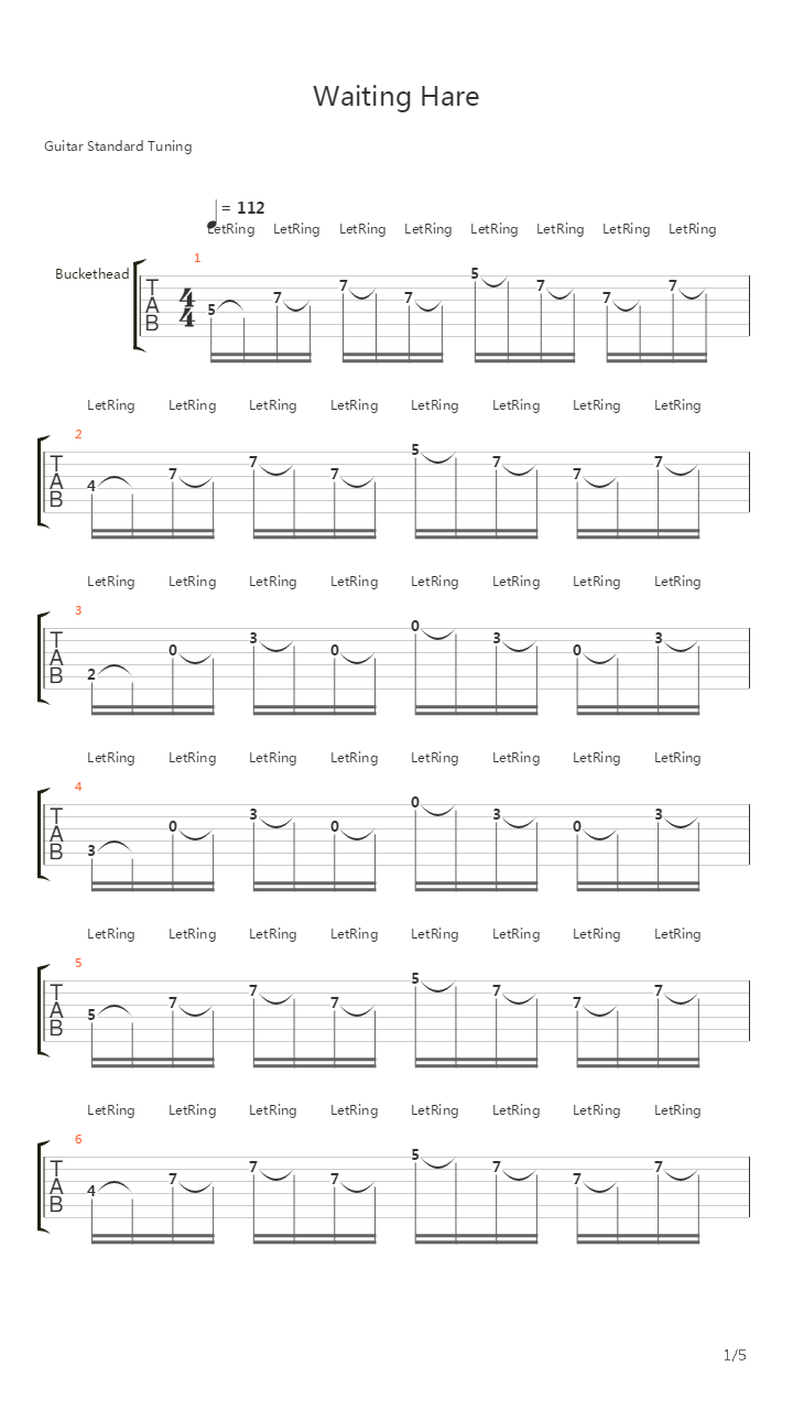 Waiting Hare吉他谱