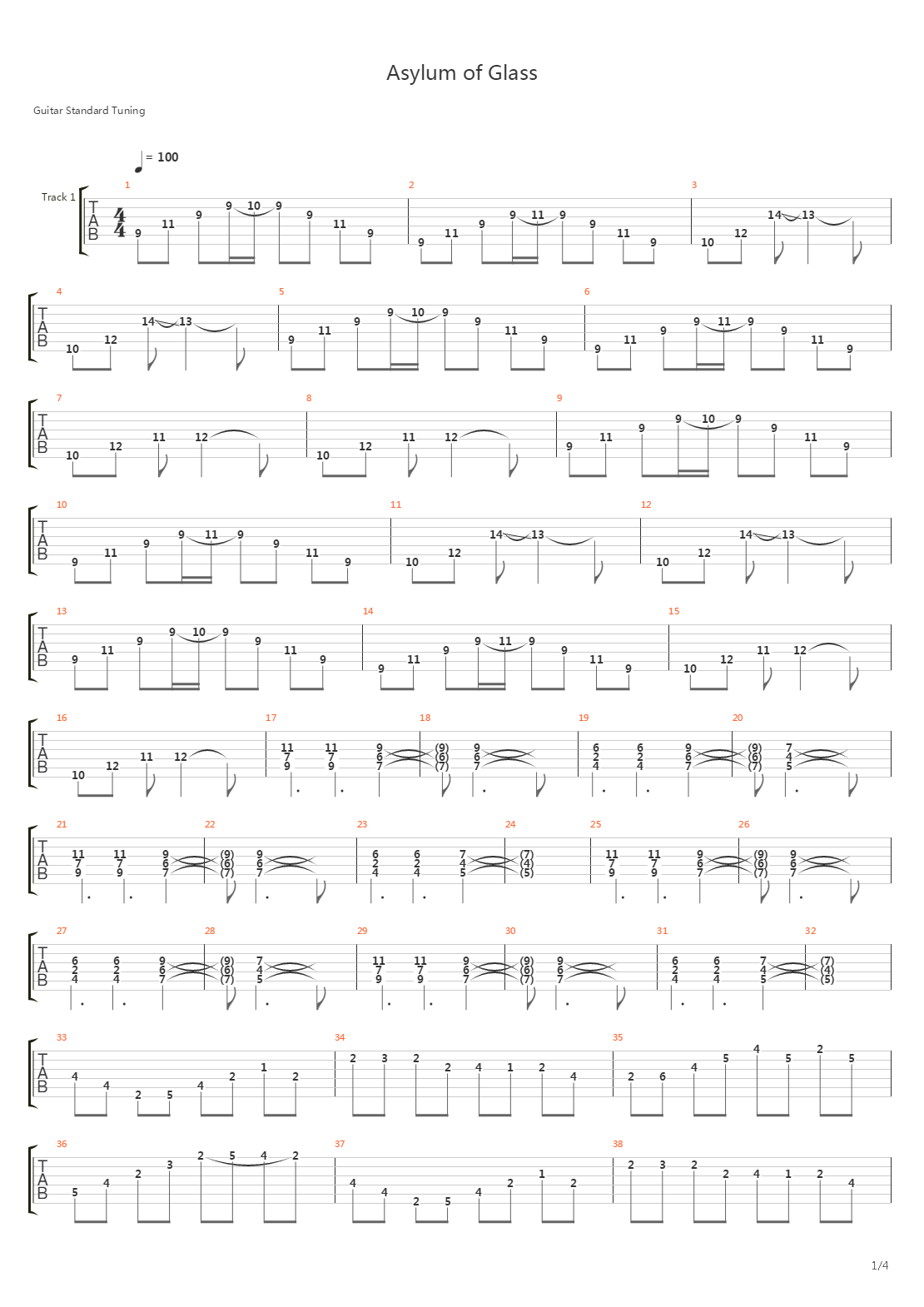 Asylum Of Glass吉他谱