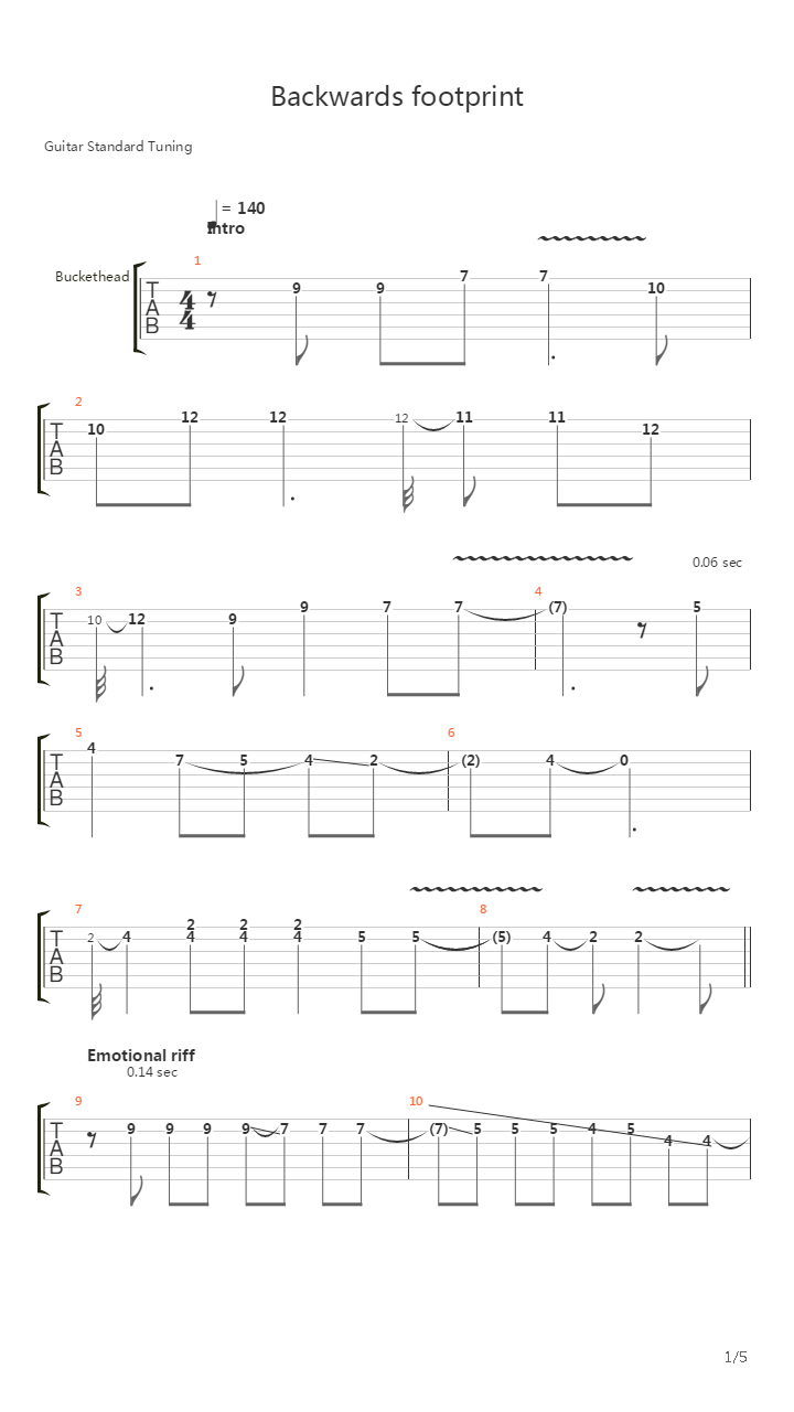 Backwards Footprint吉他谱