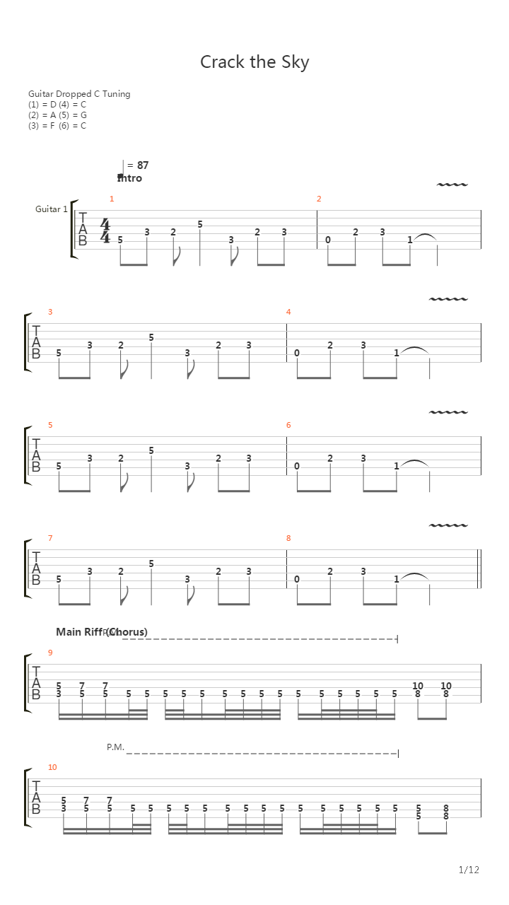 Crack The Sky吉他谱