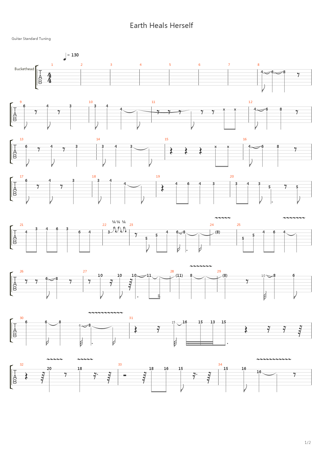 Earth Heals Herself吉他谱