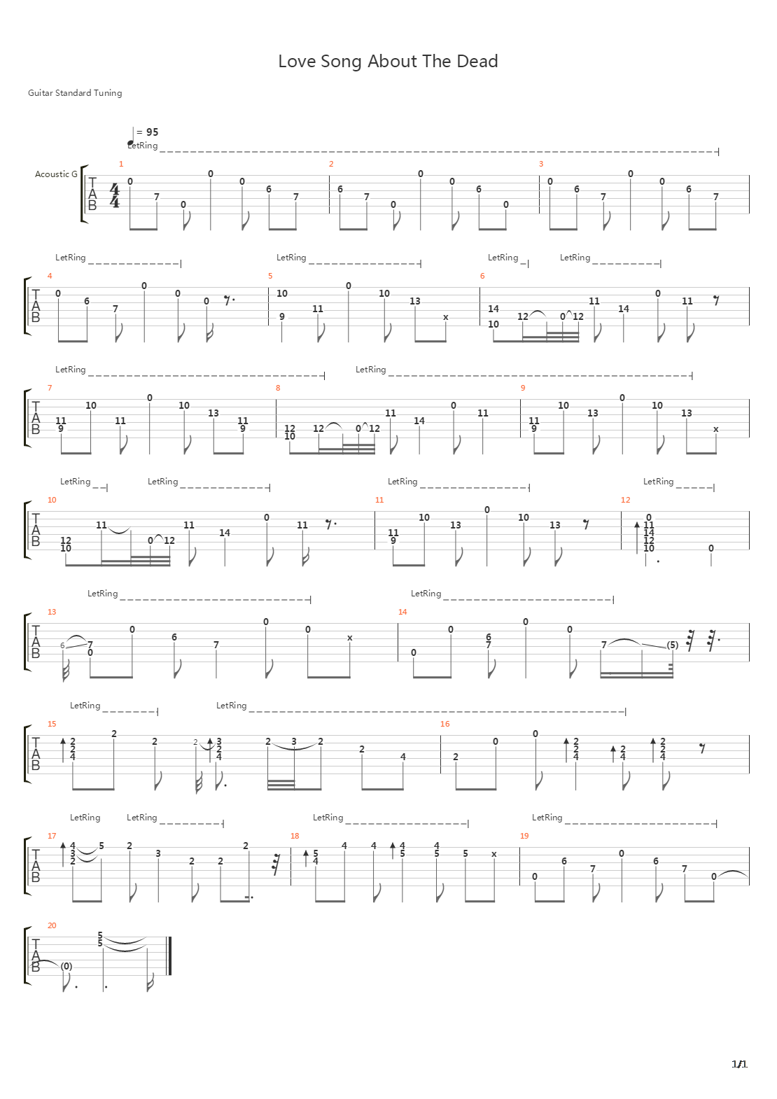 Love Song About The Dead吉他谱