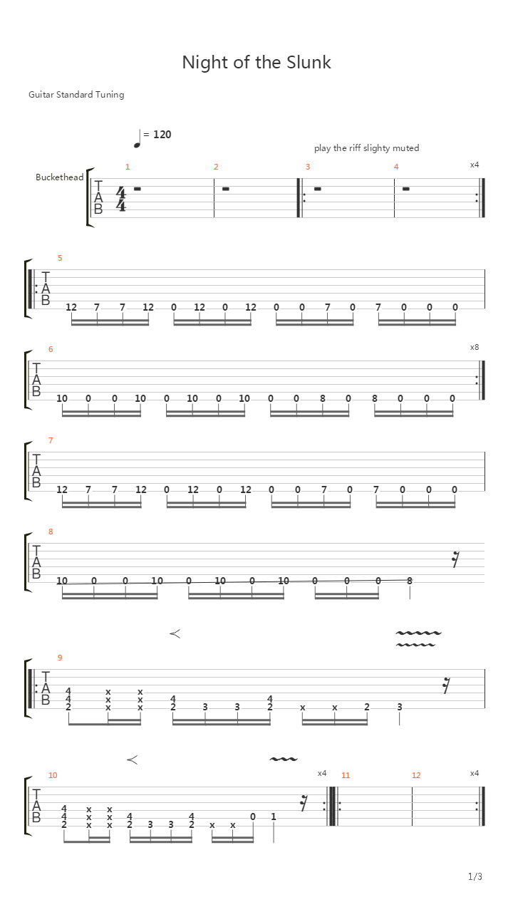 Night Of The Slunk吉他谱