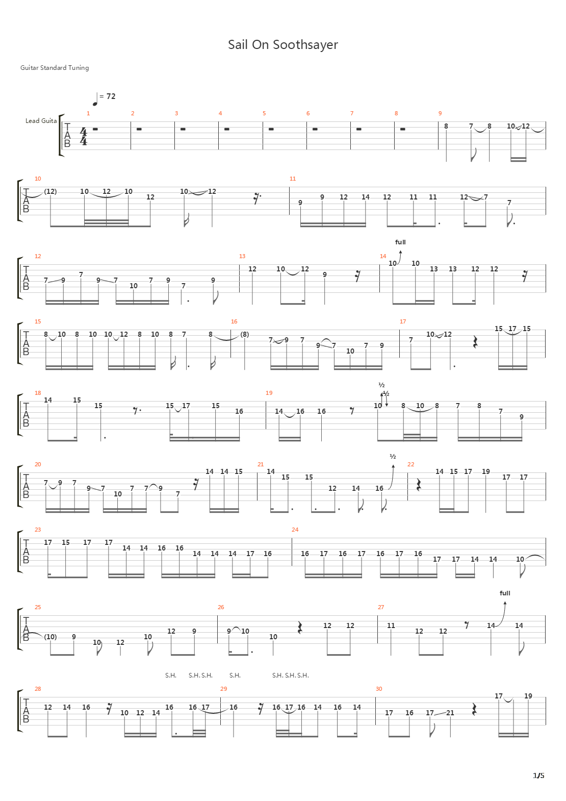 Sail On Soothsayer (Full)吉他谱