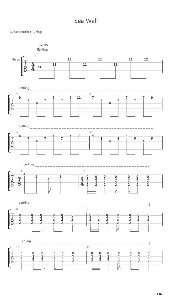 Sea Wall吉他谱