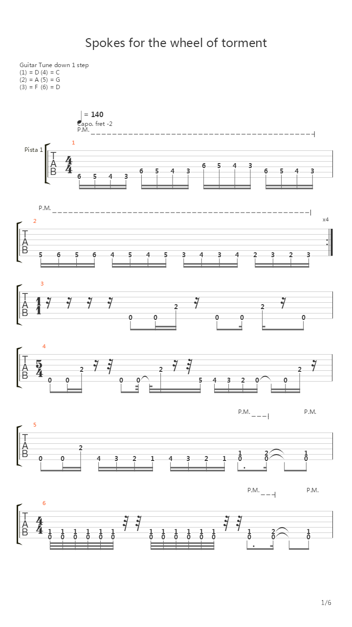 Spokes For The Wheel Of Torment吉他谱