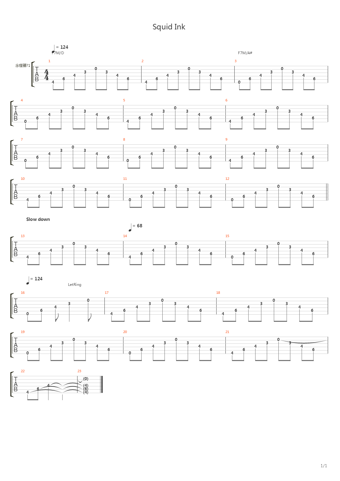 Squid Ink Part 2吉他谱