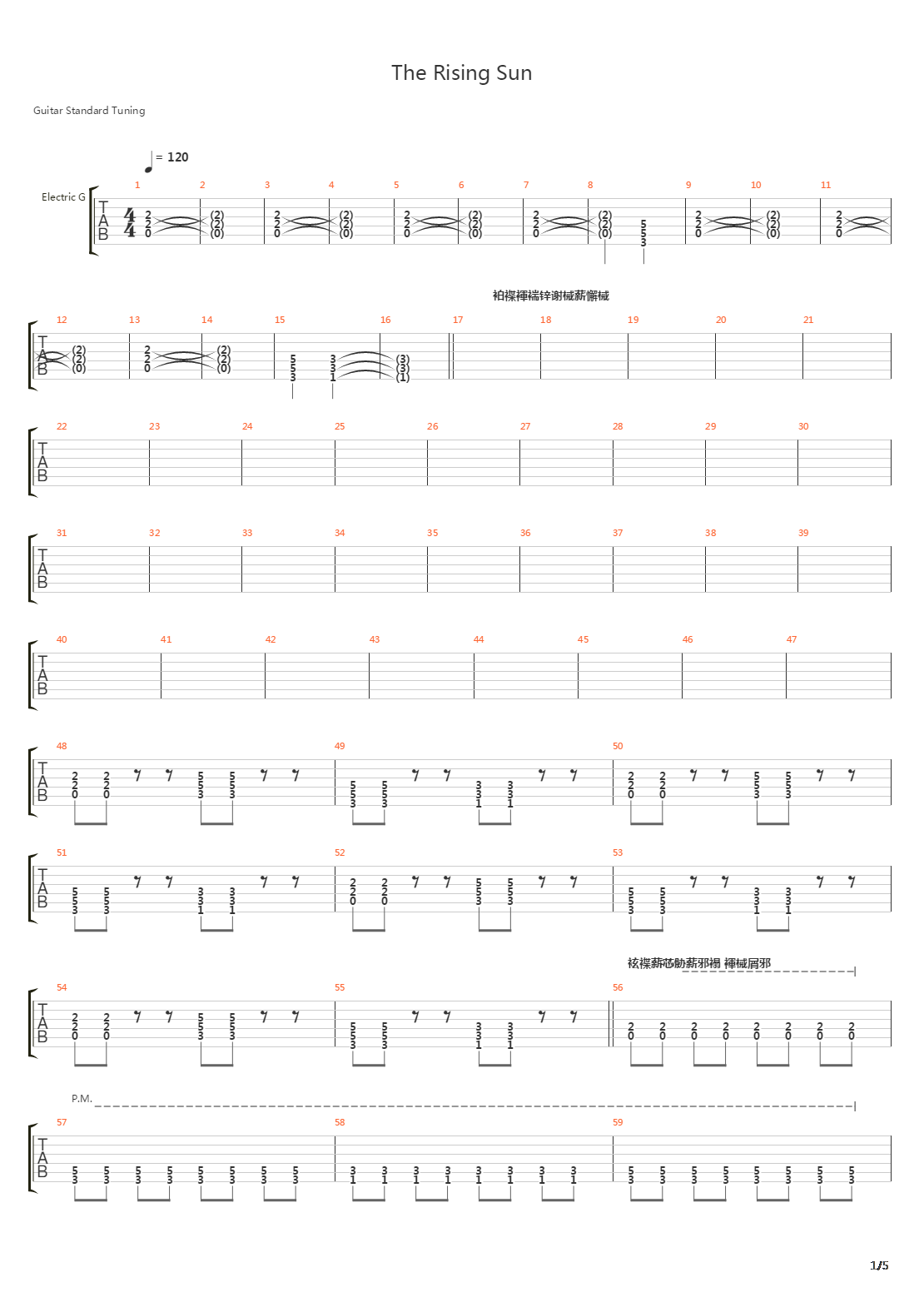 The Rising Sun吉他谱