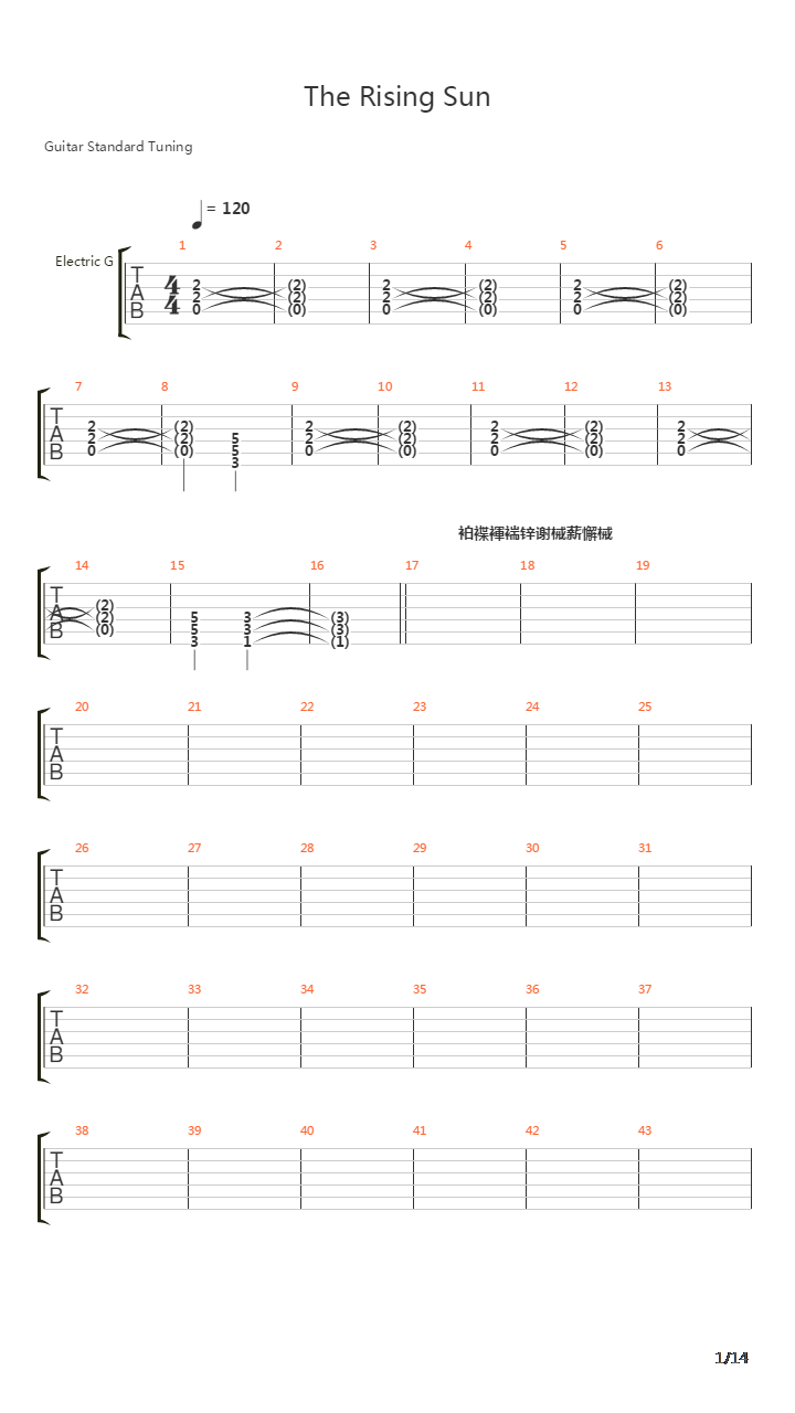 The Rising Sun吉他谱