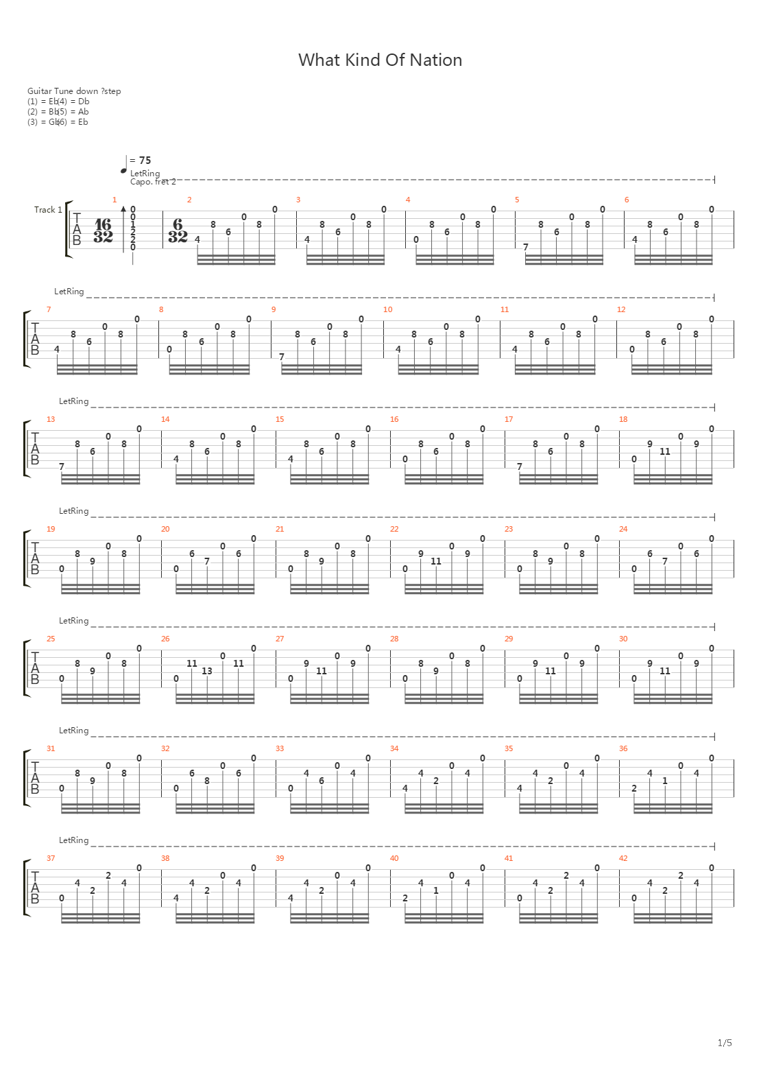 What Kind Of Nation吉他谱