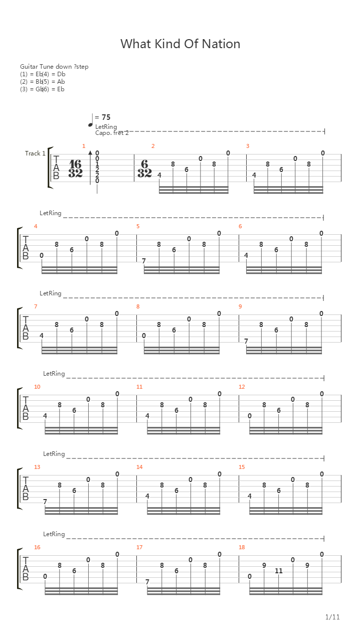 What Kind Of Nation吉他谱