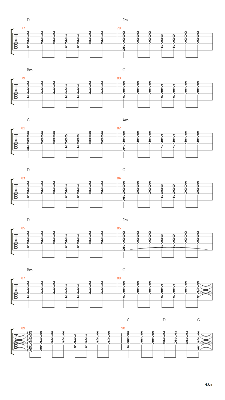 奔跑吉他谱