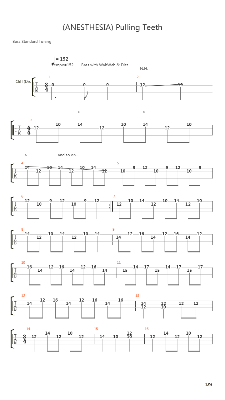 Anesthesia (Pulling Teeth)吉他谱