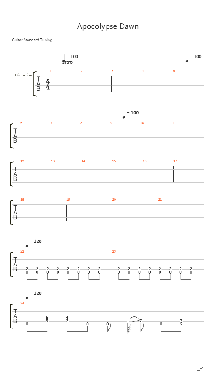 Apocalypse Dawn吉他谱
