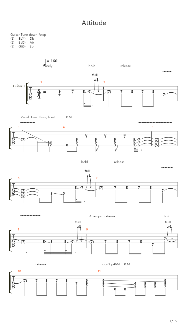 Attitude吉他谱