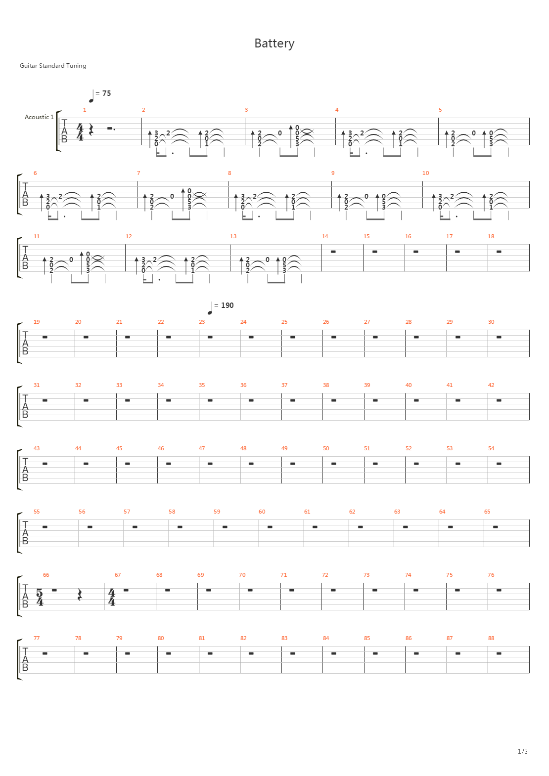 Battery (With Keys)吉他谱