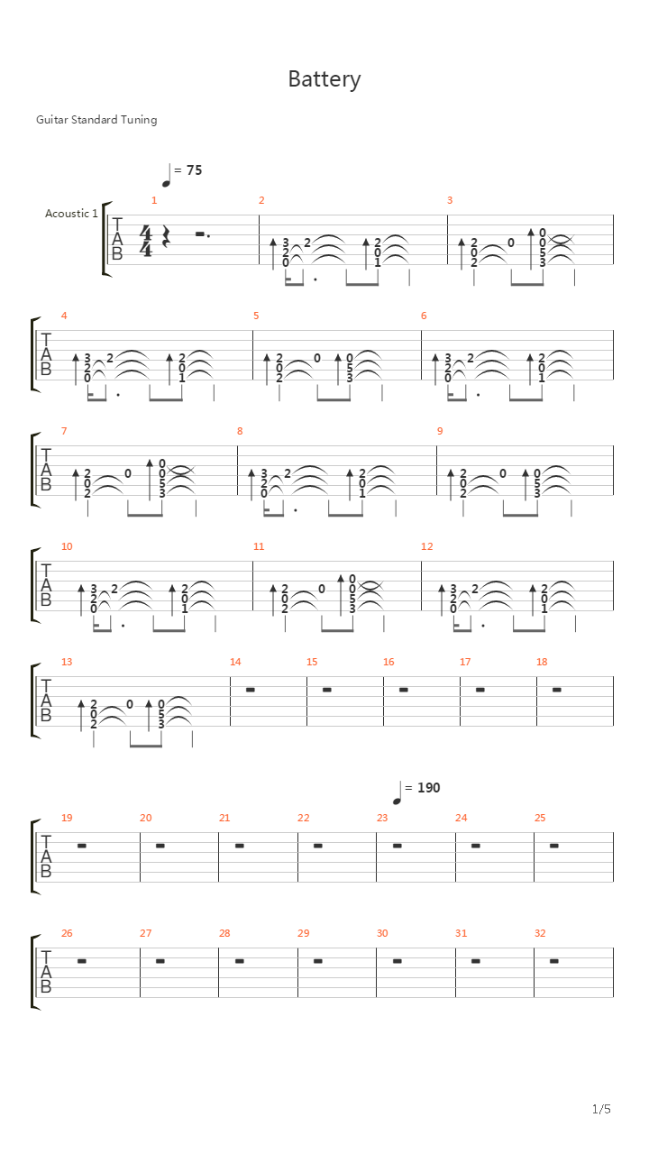 Battery (With Keys)吉他谱