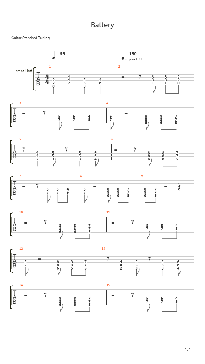 Battery Live @ EMP吉他谱