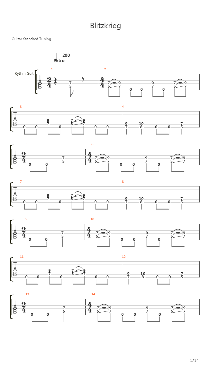 Blitzkrieg吉他谱