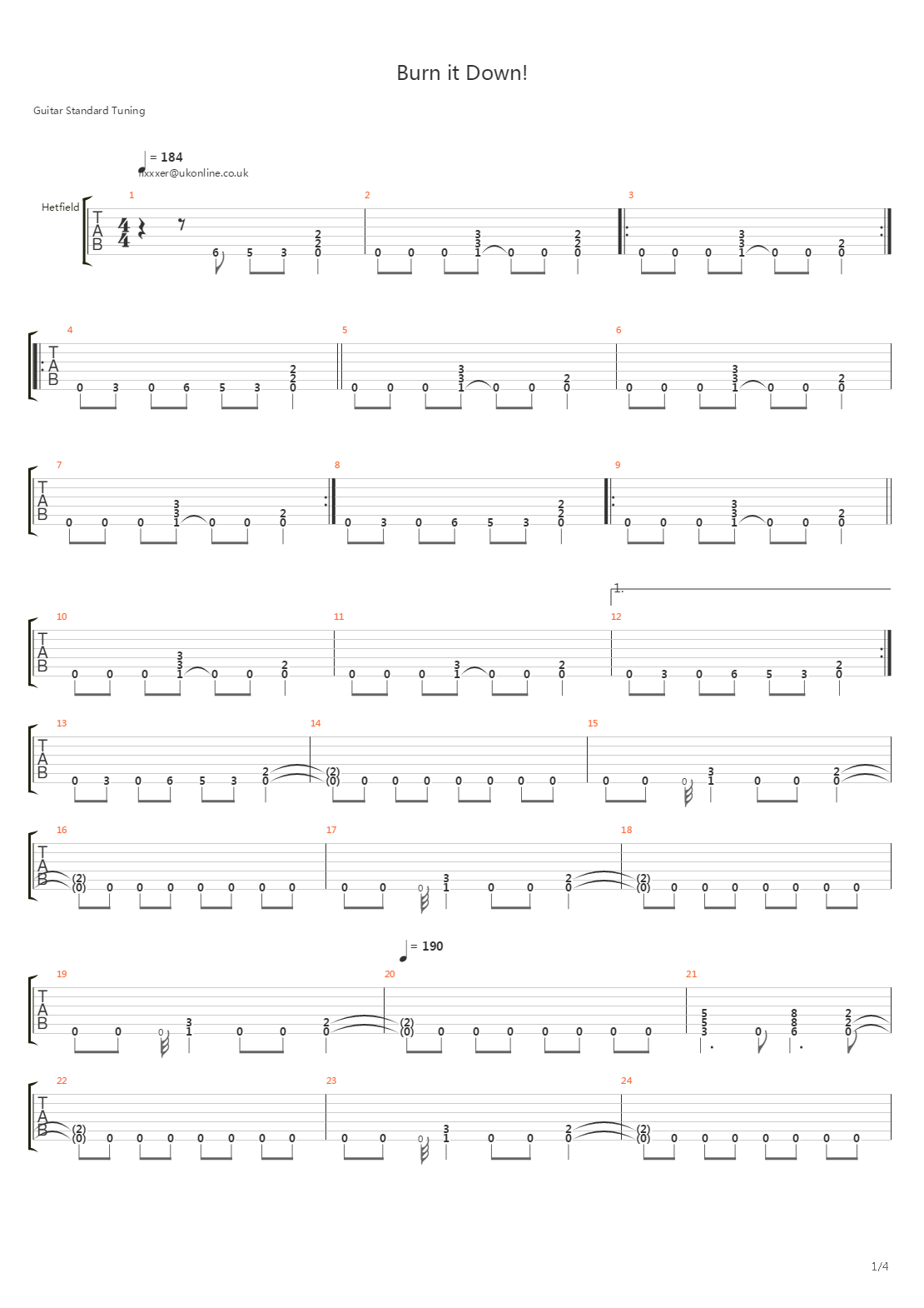 Burn It Down吉他谱