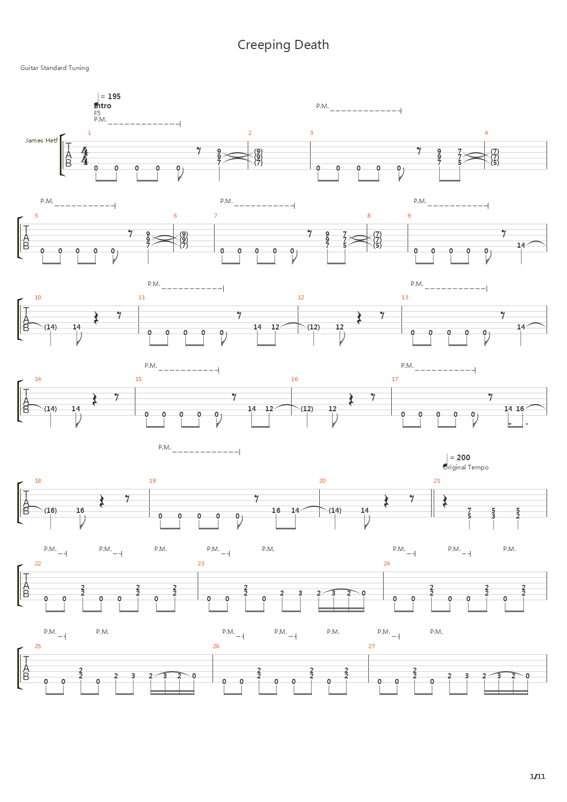 Creeping Death吉他谱