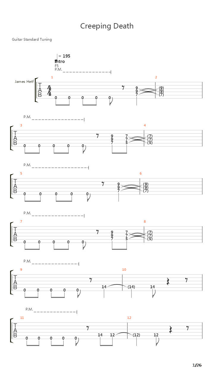 Creeping Death吉他谱