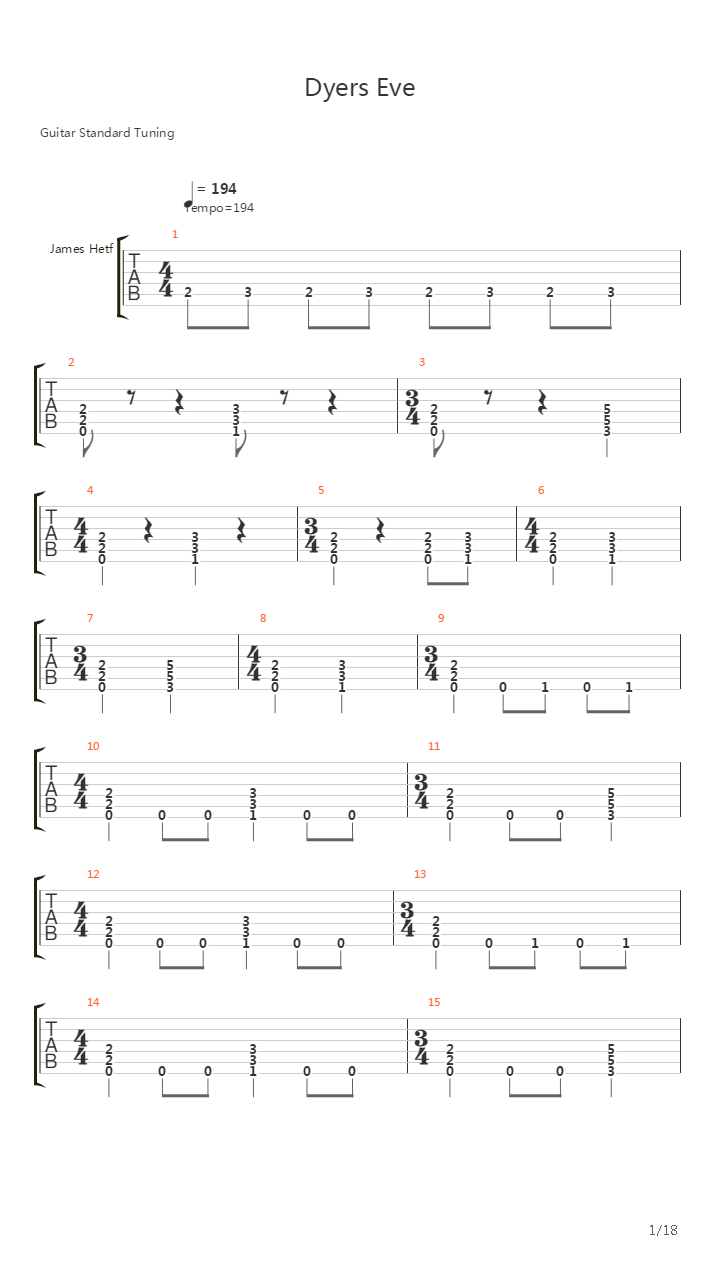 Dyers Eve (Studio)吉他谱
