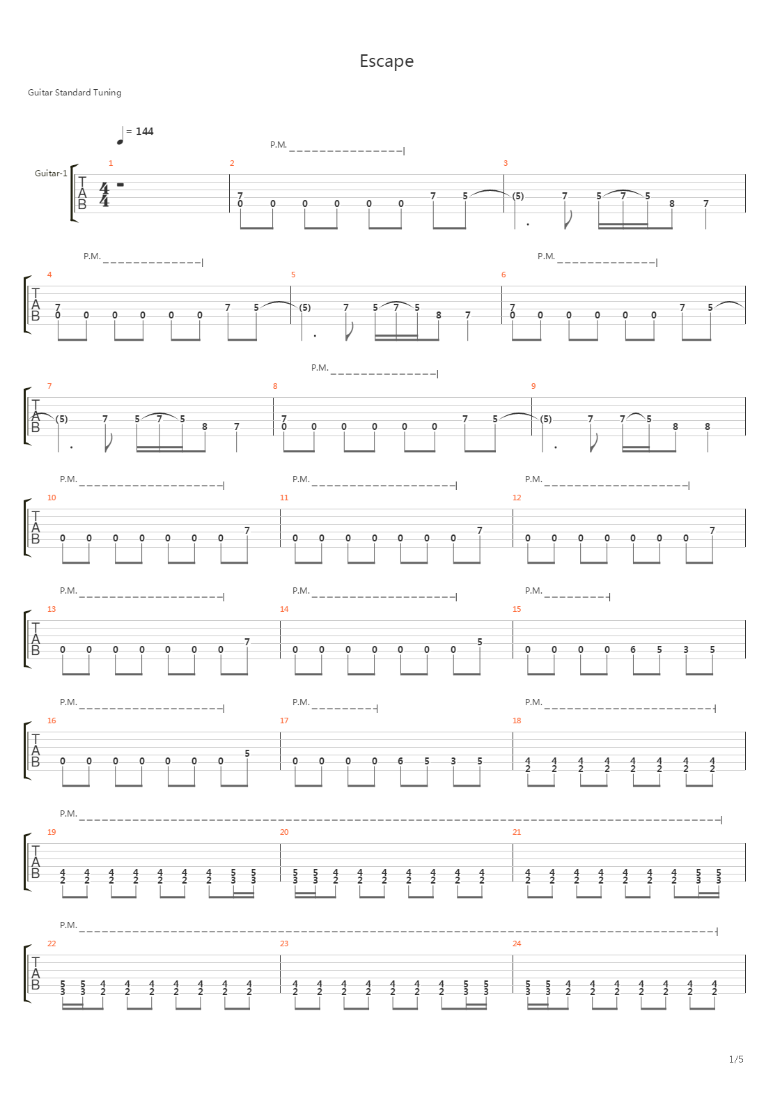 Escape吉他谱