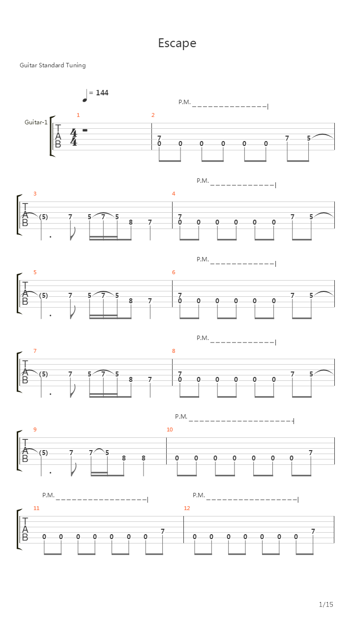 Escape吉他谱