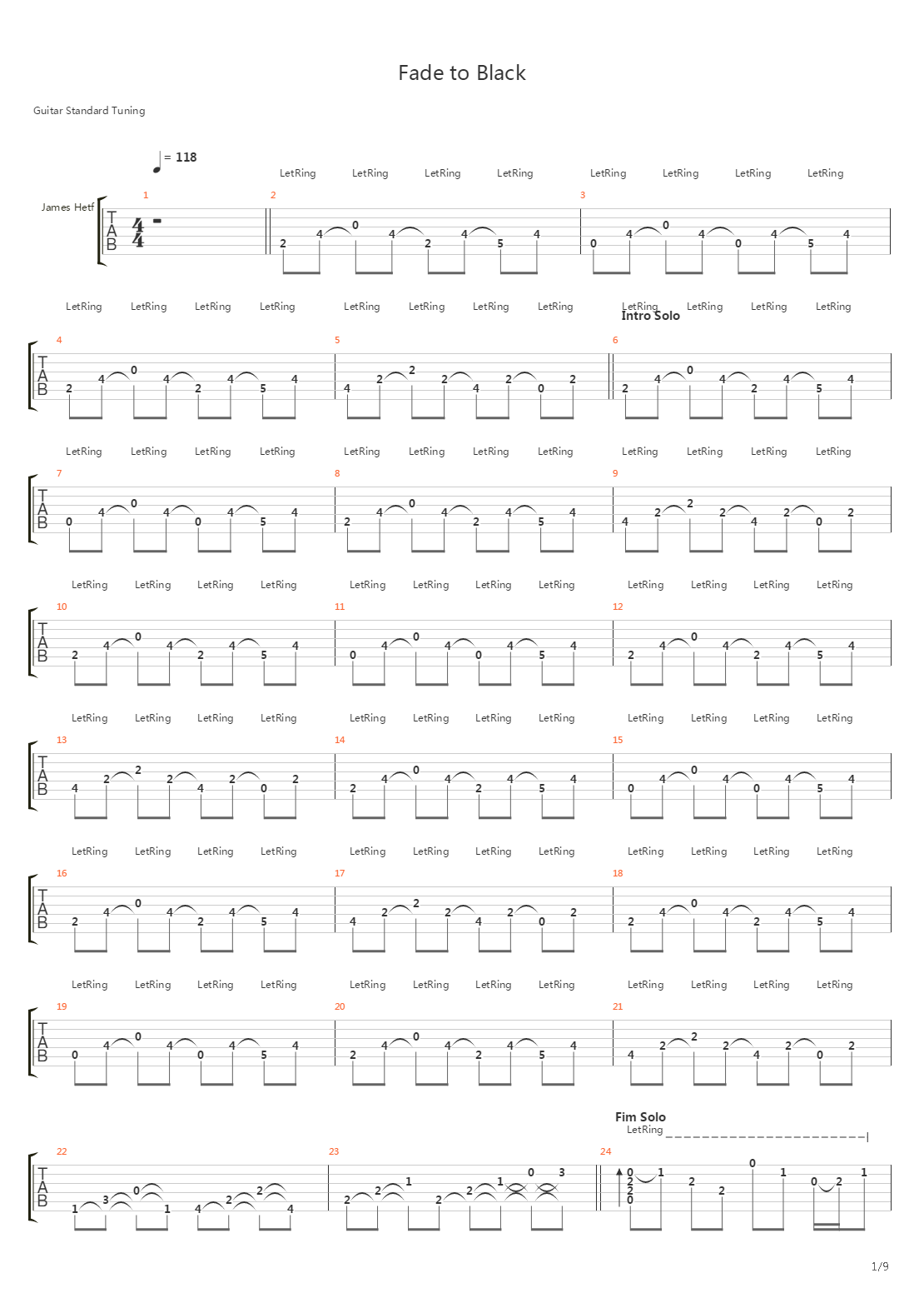 Fade To Black (Alternative Version)吉他谱