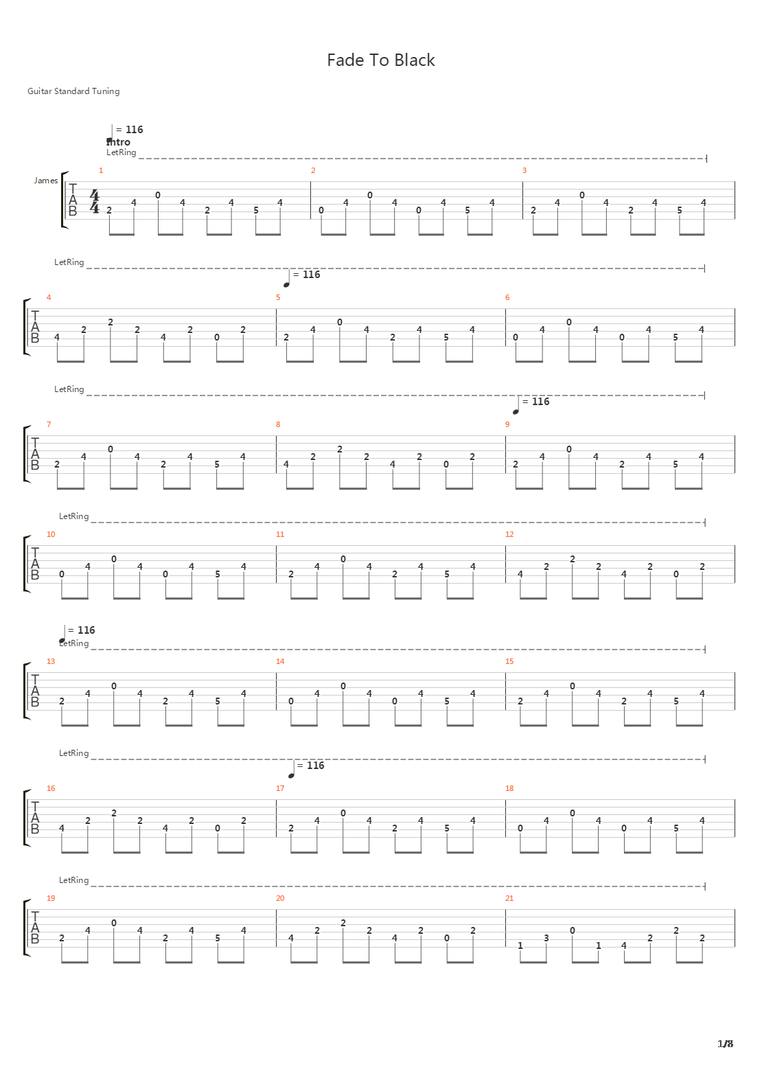 Fade To Black (Guitaronline Version)吉他谱