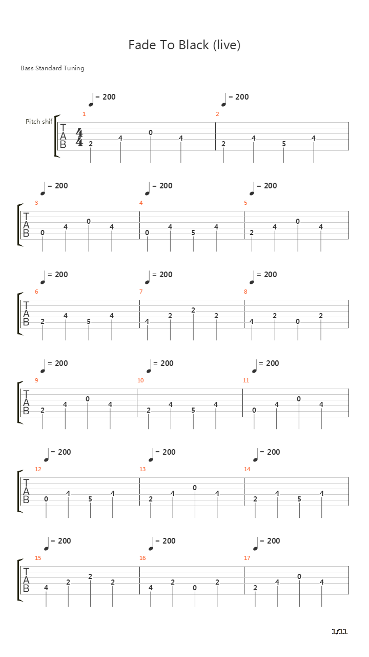 Fade To Black吉他谱