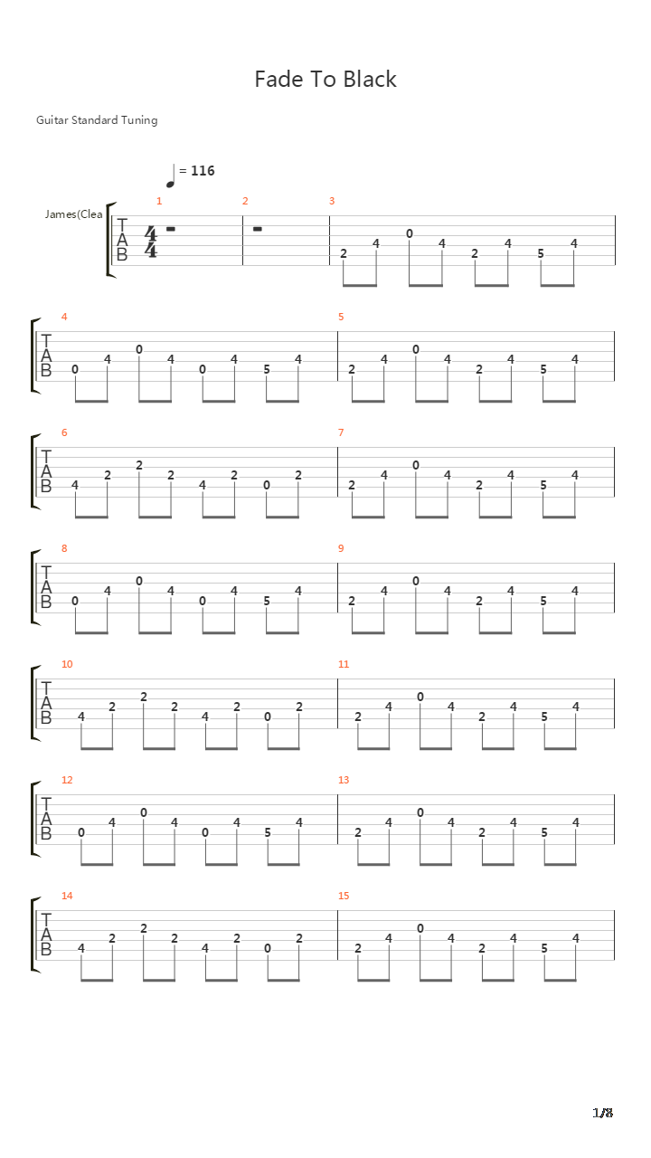 Fade To Black吉他谱