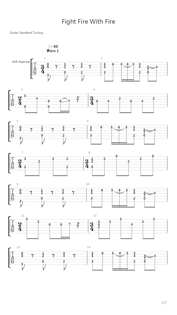 Fight Fire With Fire吉他谱