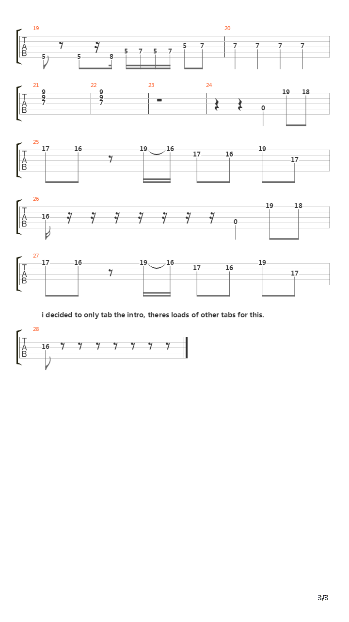 For Whom The Bell Tolls (Rob Trujillo Bass Solo)吉他谱