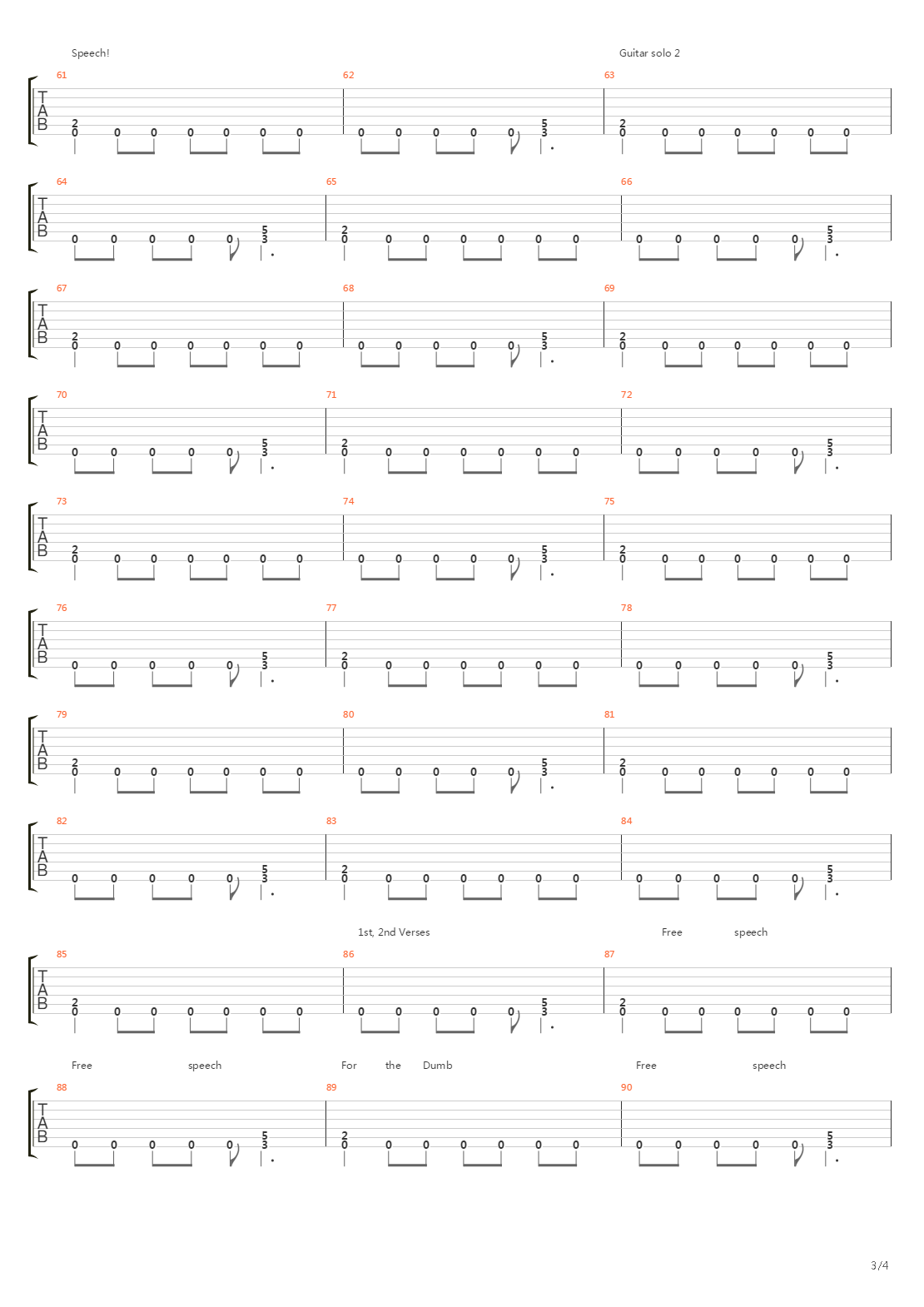 Free Speech For The Dumb吉他谱