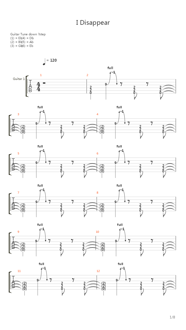I Disappear吉他谱