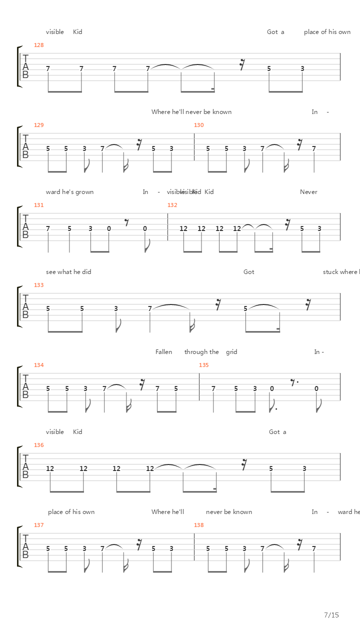 Invisible Kid吉他谱
