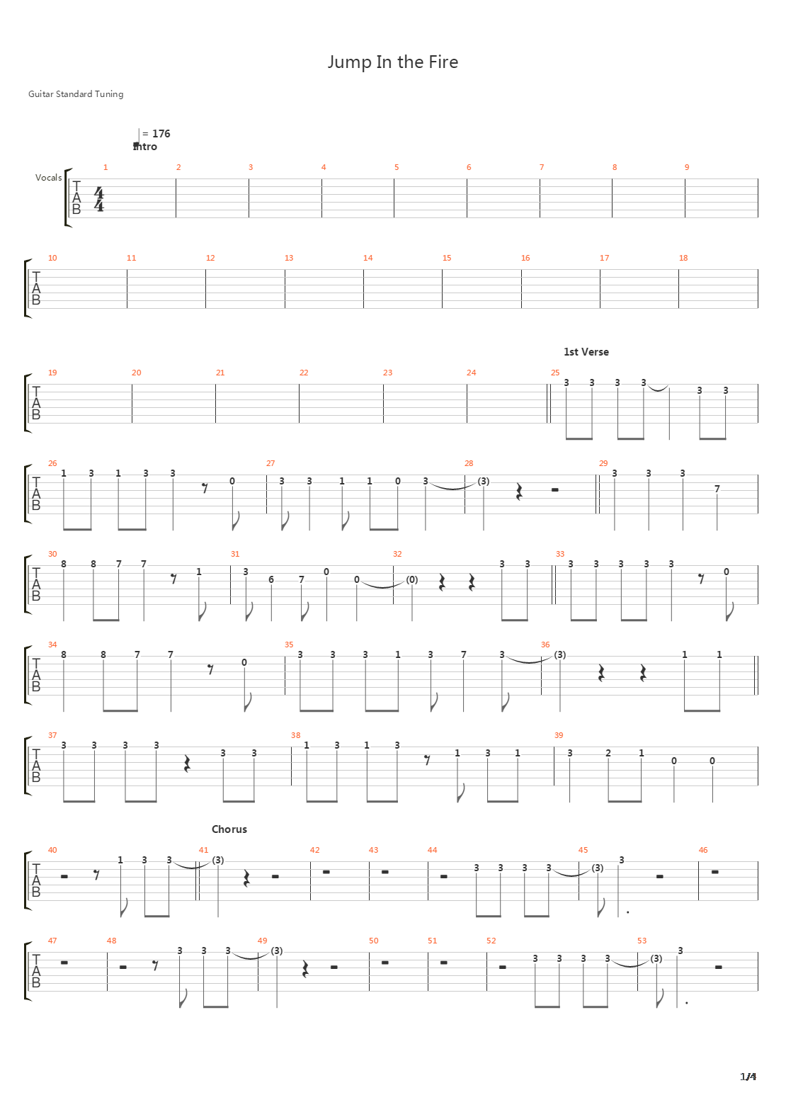 Jump In The Fire吉他谱