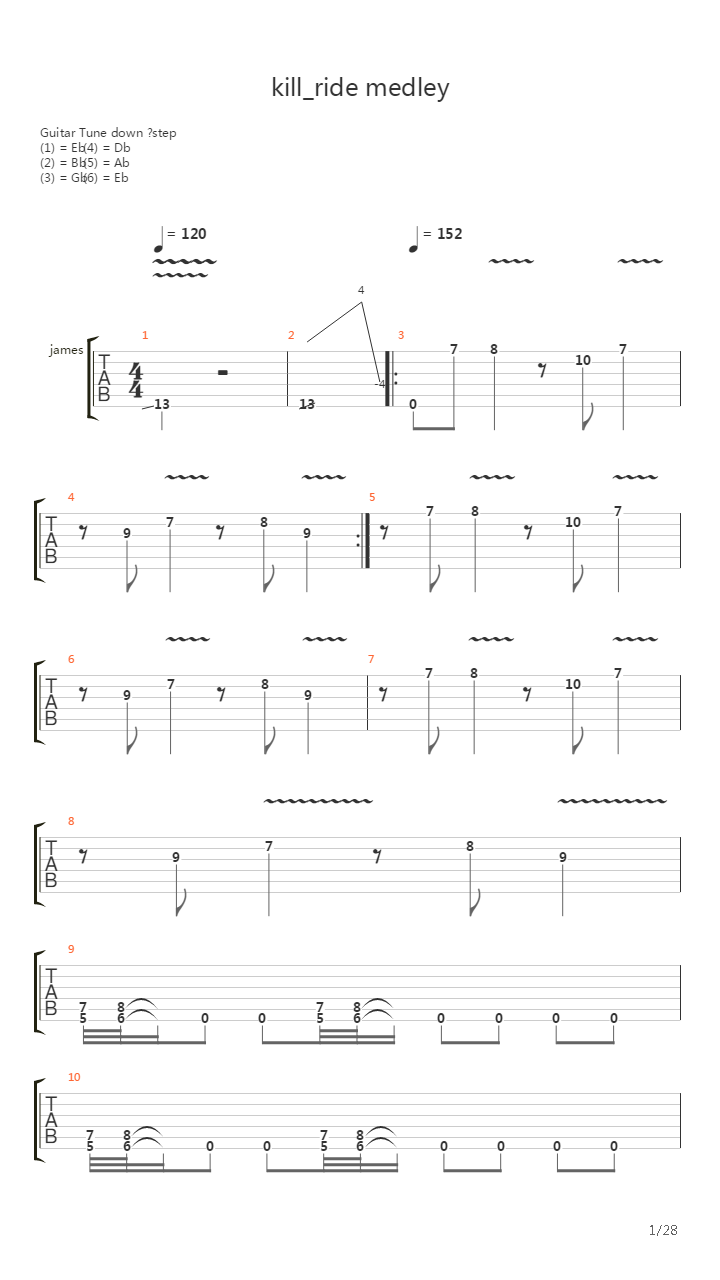 Killride Medley Cunning Stunts吉他谱