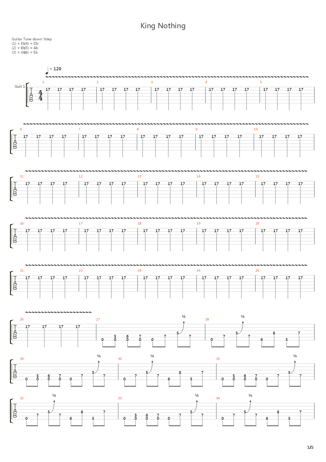 King Nothing吉他谱